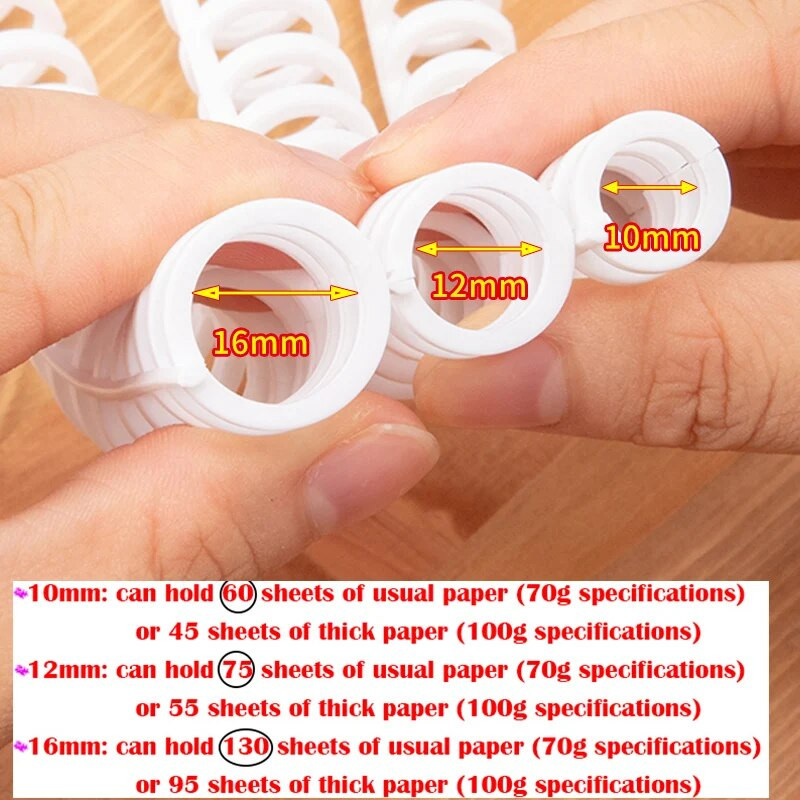 Λωρίδα βιβλιοδεσίας 16 χιλιοστών A4 30 οπών Κλιπ βιβλιοδεσίας με χαλαρό φύλλο για σημειωματάριο Κλιπ σπειροειδούς πηνίου Χαρτί Πλαστικά βιβλιοδεσία για το σχολείο