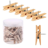 MOGII 30Pcs/Καρφίτσες για ταμείο & σχολικά επιστολόχαρτα Ανθεκτικές Ξύλινες καρφίτσες ώθησης με κλιπ Διακοσμητικά συνδετικά κολλήματα αντίχειρα για μαυροπίνακα από φελλό