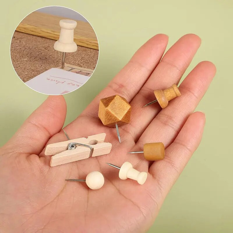 20-50 τμχ Ξύλινη καρφίτσα ντεκόρ Thumb Tacks Ξύλινη καρφίτσα κεφαλής Ξύλινη καρφίτσα χάρτη καρφίτσα σήμανσης για πίνακες φελλού Δελτίο DIY Craft Projects