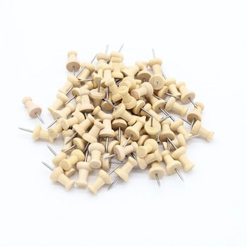 40 бр./кутия Map Thumbtacks Wood Push Pins Направи си сам Thumbtacks за снимки Коркова дъска Offie Студентски канцеларски материали Ученически пособия