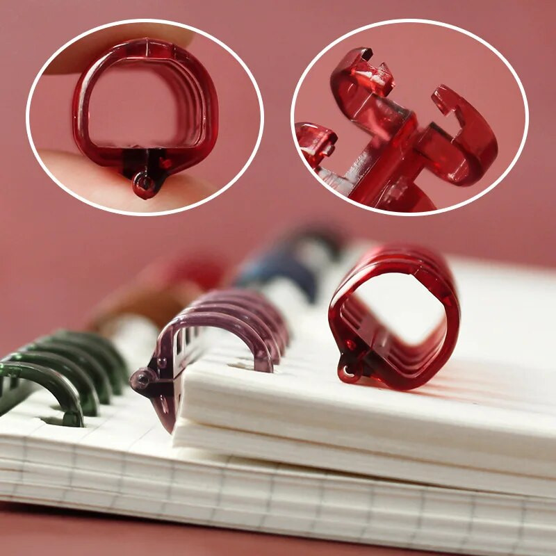 4Gb 5 gredzenu plastmasas vaļēju lapu stiprinājumi Grāmatu gredzeni ar 10 mm iekšējo diametru biroja iesiešanas piederumiem Albumi Grāmatu iesiešanas stīpas