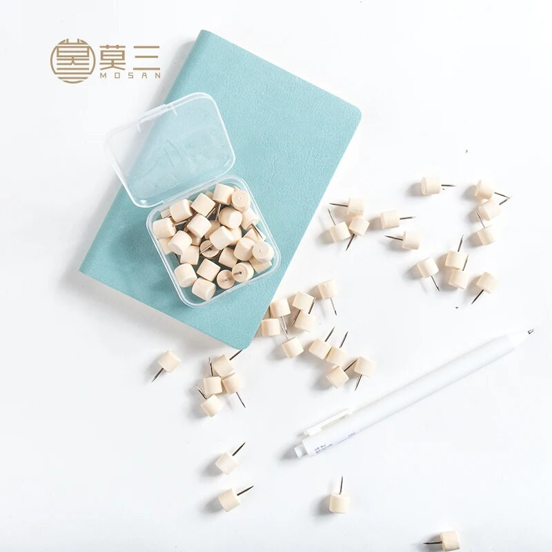 TUTU 50gab./kastē Karte Īkšķi Koka spiedpogas Īkšķa spraudņi fotogrāfijām Korķa tāfele Ofie Studentu kancelejas preces Skolas piederumi H0518