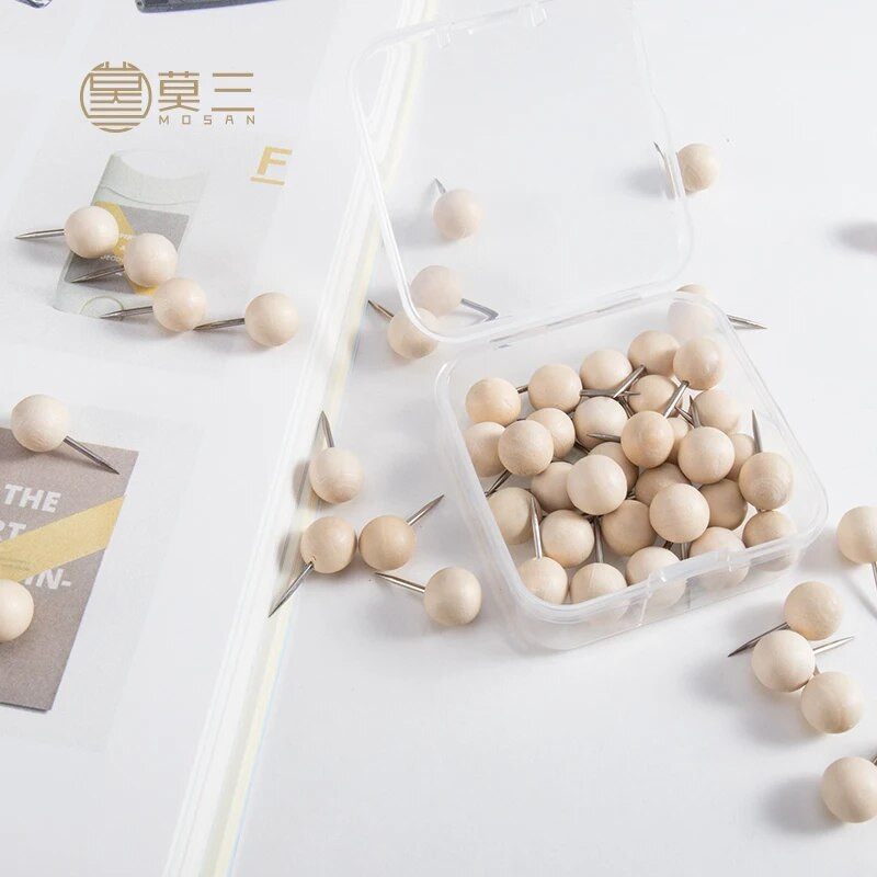 TUTU 50gab./kastē Karte Īkšķi Koka spiedpogas Īkšķa spraudņi fotogrāfijām Korķa tāfele Ofie Studentu kancelejas preces Skolas piederumi H0518