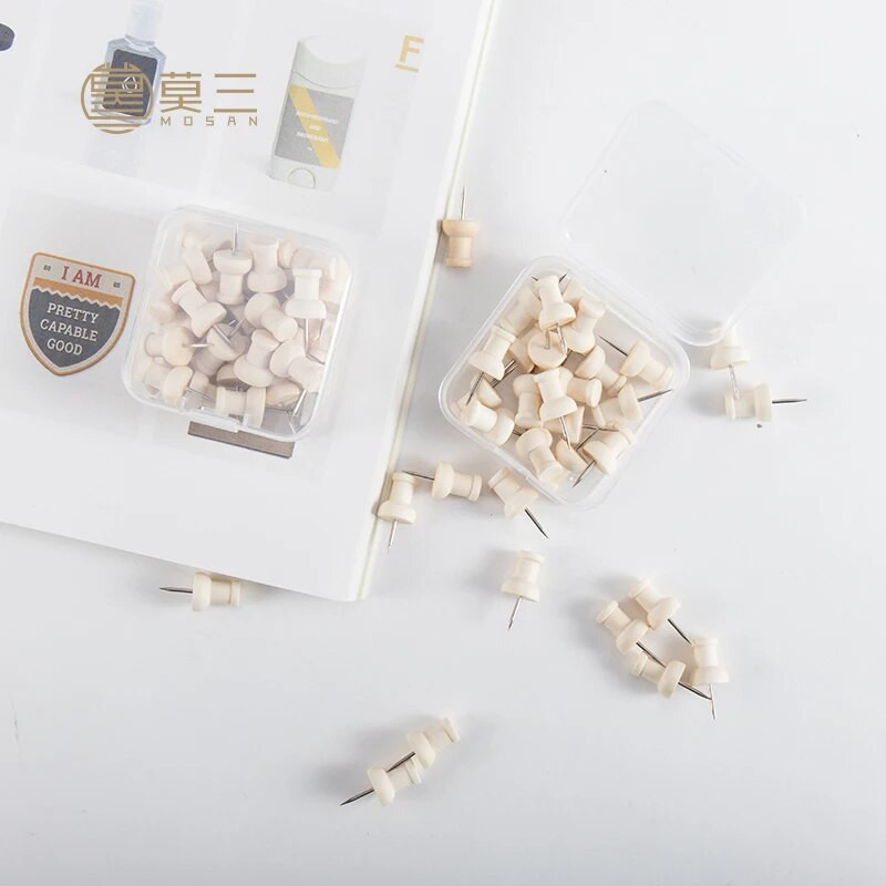 TUTU 50gab./kastē Karte Īkšķi Koka spiedpogas Īkšķa spraudņi fotogrāfijām Korķa tāfele Ofie Studentu kancelejas preces Skolas piederumi H0518