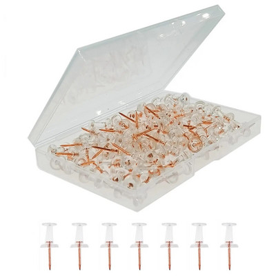 100 τμχ Καρφίτσες ώθησης Thumb Tacks Clear Gold Stick Pins for Wall Hangings Χάρτης σανίδας φελλού Ημερολόγιο Φωτογραφία Home Office DIY Craft Project