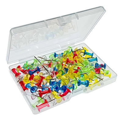 100 τμχ Καρφίτσες ώθησης Thumb Tacks Clear Gold Stick Pins for Wall Hangings Χάρτης σανίδας φελλού Ημερολόγιο Φωτογραφία Home Office DIY Craft Project