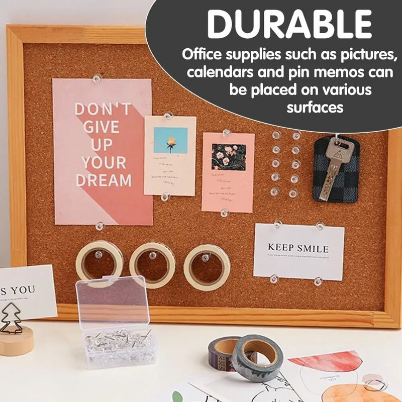 100 τμχ Καρφίτσες ώθησης Thumb Tacks Clear Gold Stick Pins for Wall Hangings Χάρτης σανίδας φελλού Ημερολόγιο Φωτογραφία Home Office DIY Craft Project