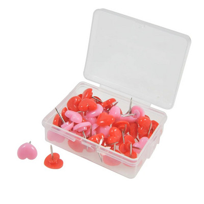 50 tk plastikust kvaliteetsest korkplaadist turvavärviline Pushn Creative südamekujuline plastikust surunõel kontoritarbed