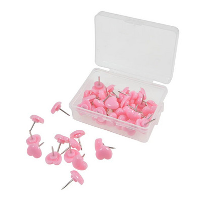 50 tk plastikust kvaliteetsest korkplaadist turvavärviline Pushn Creative südamekujuline plastikust surunõel kontoritarbed