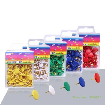 100Pieces Colors Push Pins Μεταλλικές καρφίτσες Διακοσμητικές πινέζες για χάρτες τοίχου, φωτογραφίες, πίνακα ανακοινώσεων ή πίνακες φελλού