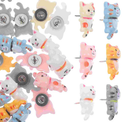 Garās astes kaķa spraude Mazas piespraudes Korķa dēlis Dekoratīvie biļetenu piederumi Karte Ceļojumu rakstāmgalda īkšķi sienu tapām