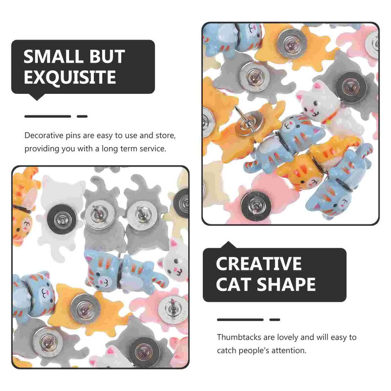 Garās astes kaķa spraude Mazas piespraudes Korķa dēlis Dekoratīvie biļetenu piederumi Karte Ceļojumu rakstāmgalda īkšķi sienu tapām