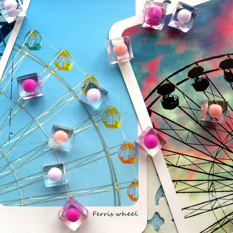 TUTU Διαφανές έγχρωμη πινελιά Πλαστική καρφίτσα ώθησης για φωτογραφικό τοίχο Μαλακή σανίδα Ξύλινη σανίδα από φελλό Καρφίτσες χάρτη μόδας δημιουργικό-δώρο H0242