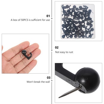 50 τεμ. Γάντζος Pushpin πολλαπλών χρήσεων Flat Thumb Tacks DIY Μεταλλικές κρεμάστρες ρούχων Γάντζοι τοίχου Πλαστικά Pushpins Χάρτης Φωτογραφίες