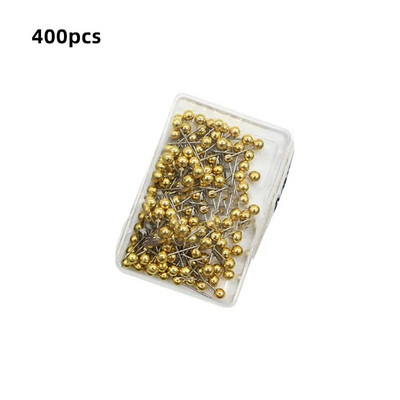 400 ΤΕΜ Χρυσό Ασημί Χρώμα Χάρτης Καρφίτσες Push Pins, με στρογγυλή πλαστική κεφαλή και ατσάλινα καρφίτσες αντίχειρα Pin Office School