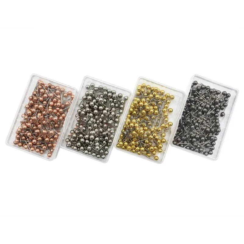 400 ΤΕΜ Χρυσό Ασημί Χρώμα Χάρτης Καρφίτσες Push Pins, με στρογγυλή πλαστική κεφαλή και ατσάλινα καρφίτσες αντίχειρα Pin Office School