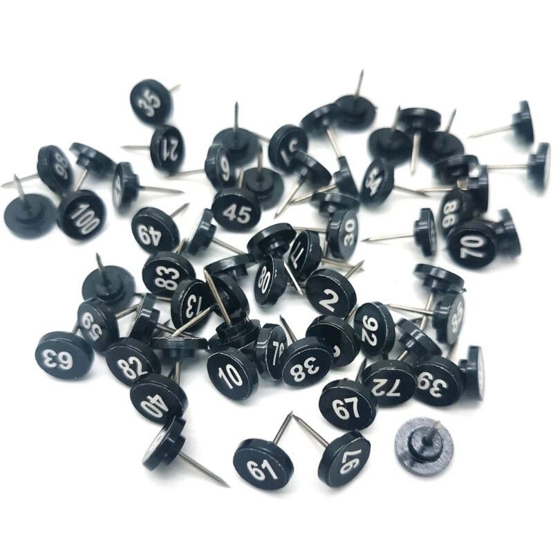 100 tk Ümmargused nummerdatud nööpnõelad Nummerdatud kaardinõelad Dekoratiivsed tõukurnõelad Fotokinnitus kontorikooli seinale teadetetahvel