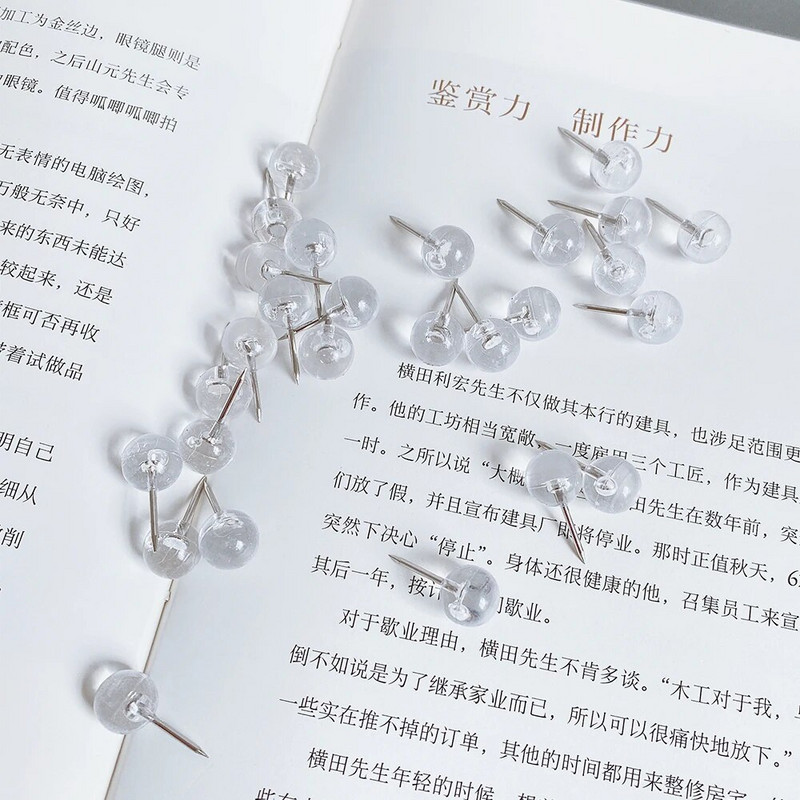 TUTU 50 / kast punased ja läbipaistvad ümmargused naelad pöidlanõelad tahvlitihvtid Fotonõelad Eskiisnaelad Seinanõelad Kontoritarbed H0575