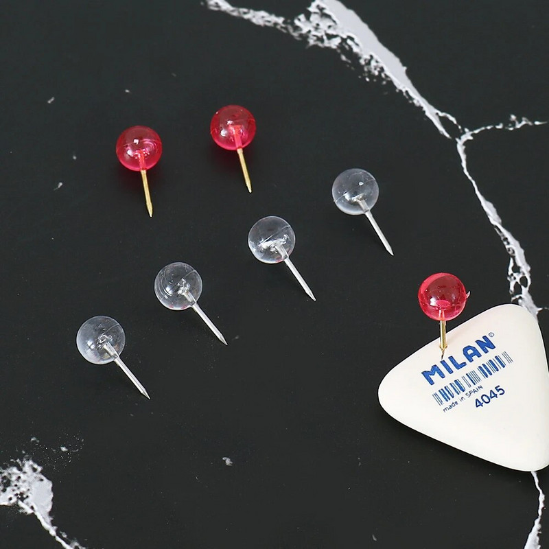 TUTU 50 / kast punased ja läbipaistvad ümmargused naelad pöidlanõelad tahvlitihvtid Fotonõelad Eskiisnaelad Seinanõelad Kontoritarbed H0575
