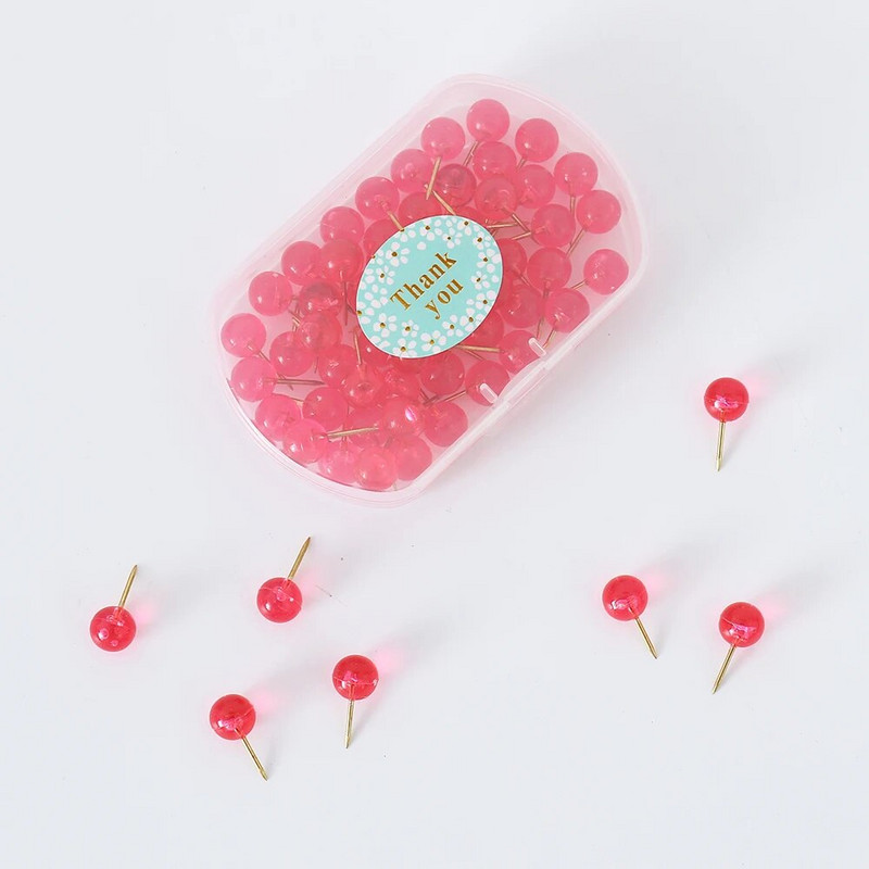 TUTU 50 / kast punased ja läbipaistvad ümmargused naelad pöidlanõelad tahvlitihvtid Fotonõelad Eskiisnaelad Seinanõelad Kontoritarbed H0575