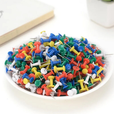 100 de bucăți legare tablă de plută de siguranță ace din plastic colorat cap mare împingere ace ace desen foto perete știfturi rechizite școlare de birou