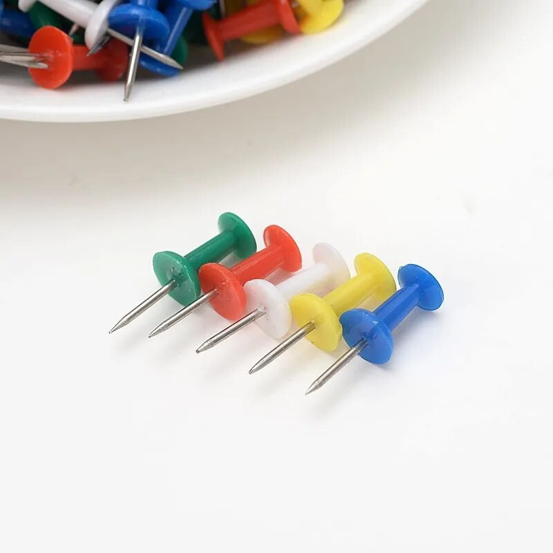 100 TK köitmiskorkplaadi ohutus värviline plastikust tihvt suur pea Push nõela tihvtid Joonistus foto seina naastud Kontoritarbed