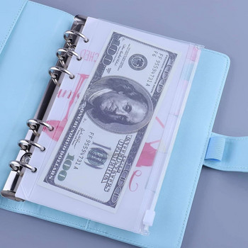 4 τμχ Α6 τσέπες βιβλιοδεσίας 6 οπών Αδιάβροχοι φάκελοι PVC Cash Budget Θήκες με φερμουάρ για βιβλιοδεσίες ταξιδιού Notebook Planner