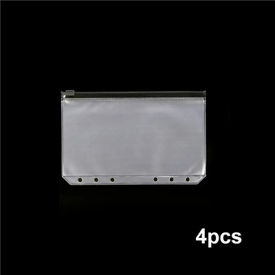 4 buc. buzunare A6 cu 6 găuri plicuri cu fermoar, impermeabile, din PVC, pentru buget, pentru agenda de notebook.