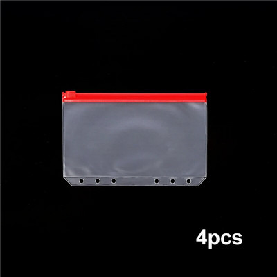 4 buc. buzunare A6 cu 6 găuri plicuri cu fermoar, impermeabile, din PVC, pentru buget, pentru agenda de notebook.
