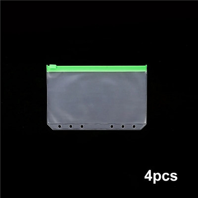 4 buc. buzunare A6 cu 6 găuri plicuri cu fermoar, impermeabile, din PVC, pentru buget, pentru agenda de notebook.