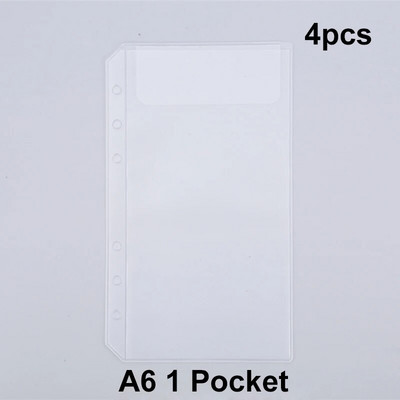 4 buc. buzunare A6 cu 6 găuri plicuri cu fermoar, impermeabile, din PVC, pentru buget, pentru agenda de notebook.