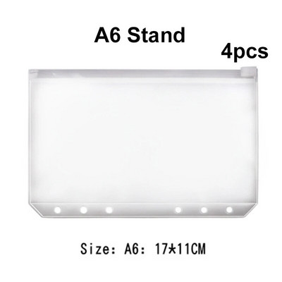 4 buc. buzunare A6 cu 6 găuri plicuri cu fermoar, impermeabile, din PVC, pentru buget, pentru agenda de notebook.