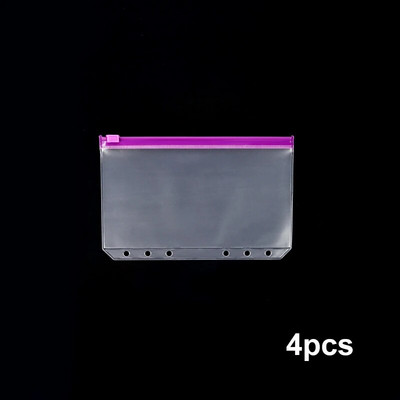 4 buc. buzunare A6 cu 6 găuri plicuri cu fermoar, impermeabile, din PVC, pentru buget, pentru agenda de notebook.
