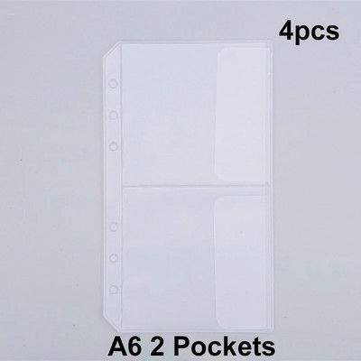 4 buc. buzunare A6 cu 6 găuri plicuri cu fermoar, impermeabile, din PVC, pentru buget, pentru agenda de notebook.