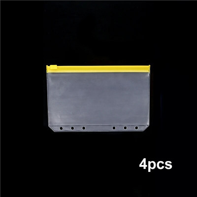 4 buc. buzunare A6 cu 6 găuri plicuri cu fermoar, impermeabile, din PVC, pentru buget, pentru agenda de notebook.