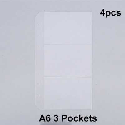 4 buc. buzunare A6 cu 6 găuri plicuri cu fermoar, impermeabile, din PVC, pentru buget, pentru agenda de notebook.