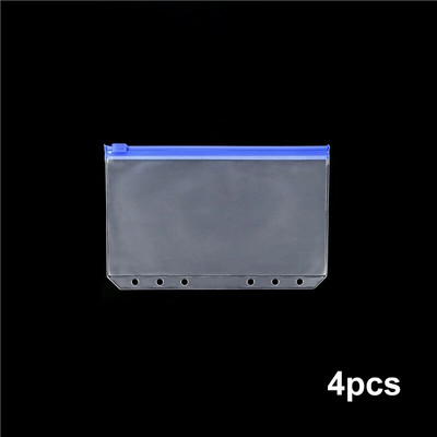 4 buc. buzunare A6 cu 6 găuri plicuri cu fermoar, impermeabile, din PVC, pentru buget, pentru agenda de notebook.