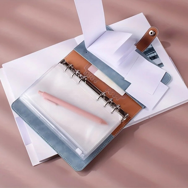Νέο A5 A6 A7 Έγχρωμες τσέπες βιβλιοδέτη 6 τμχ Φάκελοι με φερμουάρ βιβλιοδέτη για βιβλιοδεσία σημειωματάριων με 6 δακτυλίους Αδιάβροχη τσάντα αρχειοθέτησης φύλλου PVC
