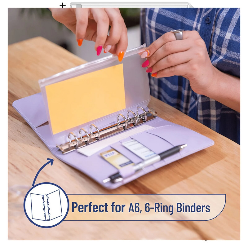 Νέο A5 A6 A7 Έγχρωμες τσέπες βιβλιοδέτη 6 τμχ Φάκελοι με φερμουάρ βιβλιοδέτη για βιβλιοδεσία σημειωματάριων με 6 δακτυλίους Αδιάβροχη τσάντα αρχειοθέτησης φύλλου PVC