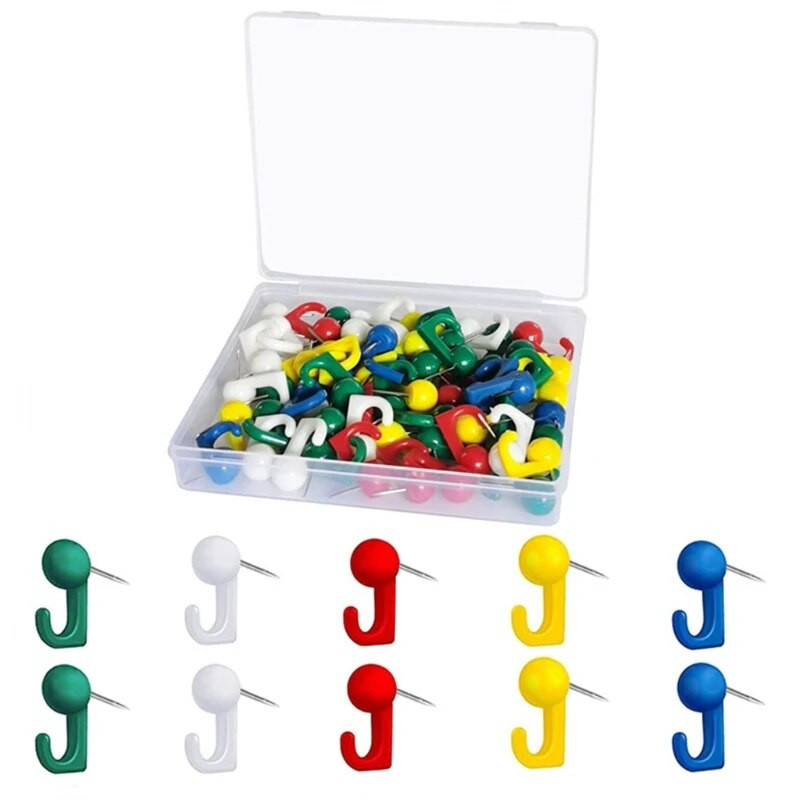 50 tk 2-in-1 dekoratiivne nööpnõelaga paberist fotomemofaili klapp korktahvli teadetetahvli jaoks. Läbipaistev kõva kast suletud