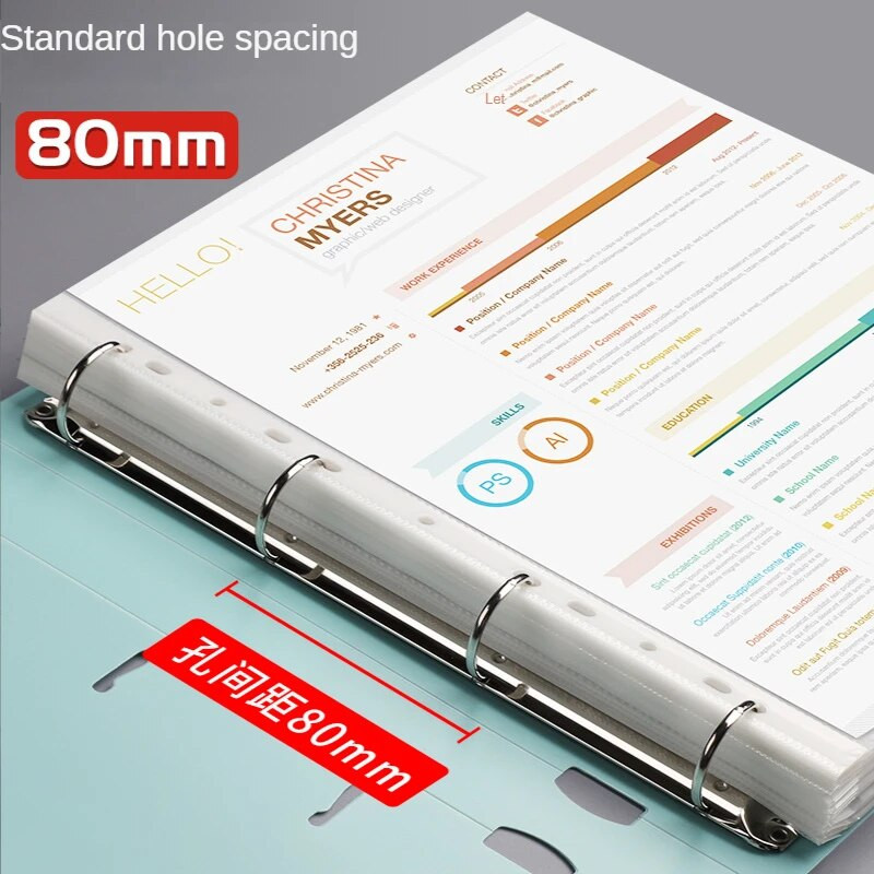 A4 iesiešanas D veida perforatora mape Biroja glabāšanas failu gredzens ūdensizturīgs testa papīrs datu glabāšanas mape 4 caurumu stiprinājumi mācību piederumi