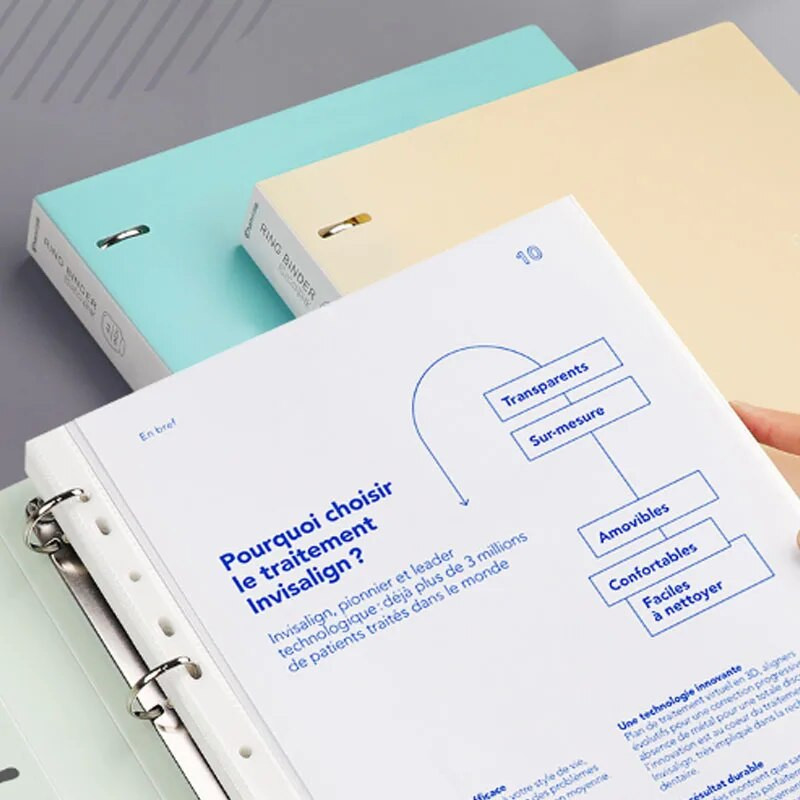 A4 iesiešanas D veida perforatora mape Biroja glabāšanas failu gredzens ūdensizturīgs testa papīrs datu glabāšanas mape 4 caurumu stiprinājumi mācību piederumi