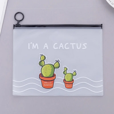 Kaktuss Rāvējslēdzējs Caurspīdīgs PVC failu mape Dokumentu kārtošanas soma Ceļotāja dienasgrāmata Piederumi Biļetes Kartes Uzglabāšanas soma