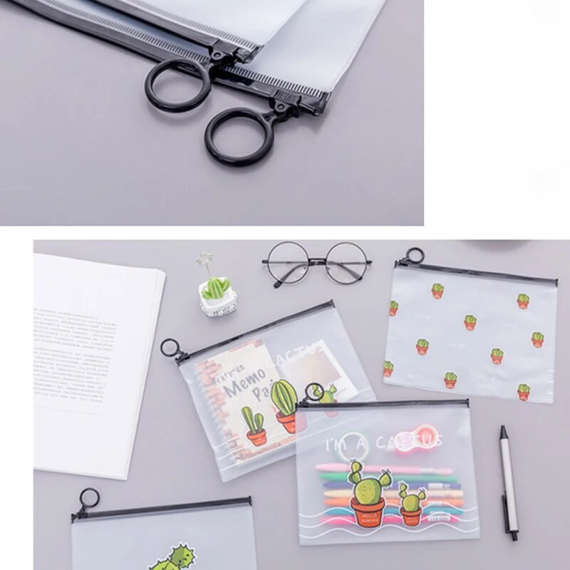 Kaktuss Rāvējslēdzējs Caurspīdīgs PVC failu mape Dokumentu kārtošanas soma Ceļotāja dienasgrāmata Piederumi Biļetes Kartes Uzglabāšanas soma