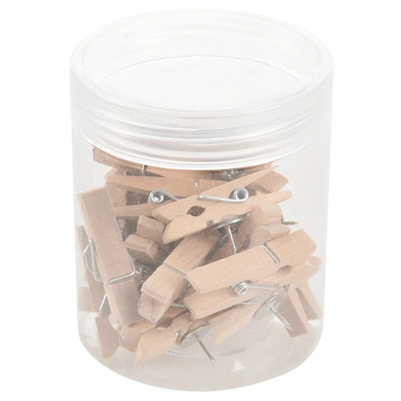 Push Pins με ξύλινα κλιπ Pushpins Tacks Thumbtacks, Creative Paper Clips with Pins for Cork Boards Notes Photos Wall and Cr