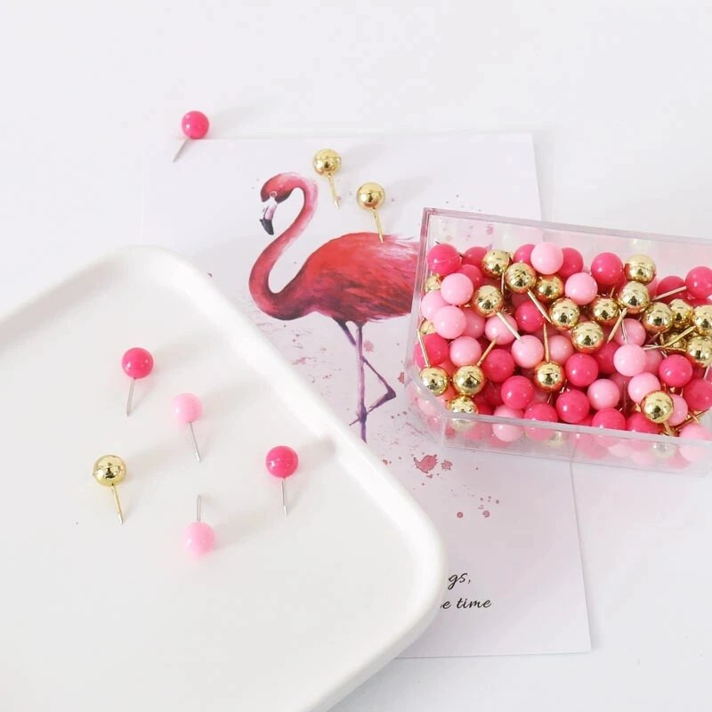 ALLTU 120gab Jauns apaļš radošs spieķis plastmasas krāsa I-pin korķa dēlis īkšķa tapas kaste darba fiksēts nags