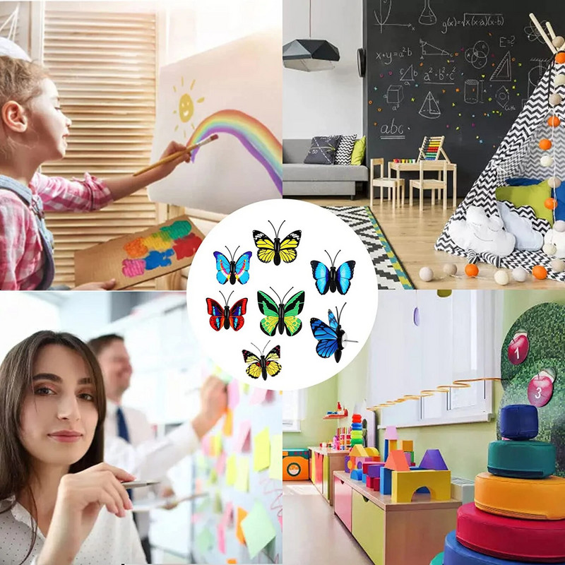 30gab. Skaisti tauriņa formas īkšķi Spraudņi Sprausti Piespraudes Dekoratspraudņi Piespraudes Korķa dēlis Diy Biroja piederumi Fiksēti Foto Sienas Naglas