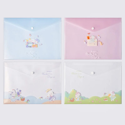 4gab failu maisiņi dokumentiem jauks multfilmu failu turētājs ar nospiežamu pogu PVC mapju pildspalvu kastes informācijas soma studentu rakstāmpiederumiem