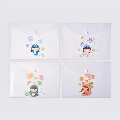 4gab failu maisiņi dokumentiem jauks multfilmu failu turētājs ar nospiežamu pogu PVC mapju pildspalvu kastes informācijas soma studentu rakstāmpiederumiem