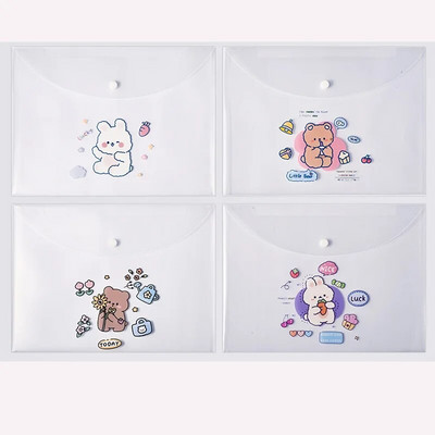 4gab failu maisiņi dokumentiem jauks multfilmu failu turētājs ar nospiežamu pogu PVC mapju pildspalvu kastes informācijas soma studentu rakstāmpiederumiem